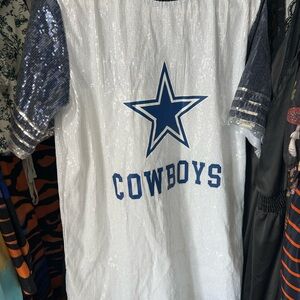 Cowboys Women's Sequin Jersey - White and Blue